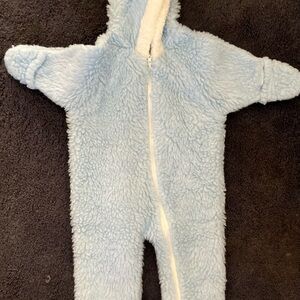 Vtg Cuddle Time BLUE Infant Winter Hooded Sleepwear 1 Piece Sm. 0-3 Months USA